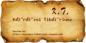 Körözsi Tibériusz névjegykártya